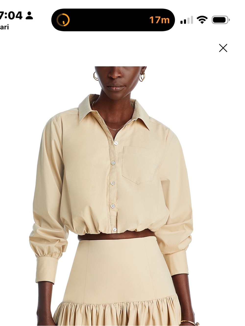Cinq a sept Reem’s bubble hem crop shirt